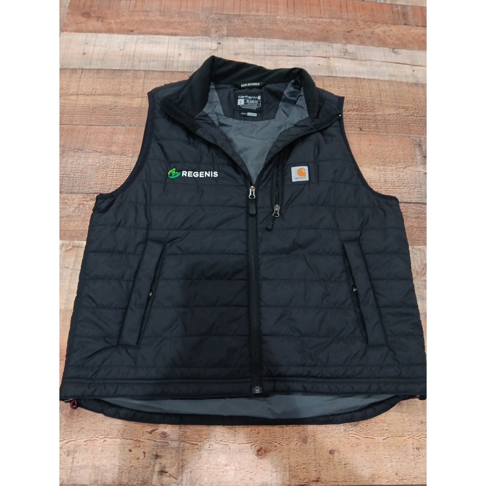 Large Black Carhartt Rain Defender Puffer Vest With Custom Logo 2545